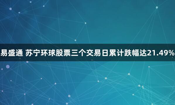 易盛通 苏宁环球股票三个交易日累计跌幅达21.49%